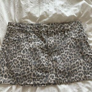Altar'd State Gray Leopard Mini Skirt
